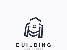 Building logo construction modern real estate symbol for architecture house and property design