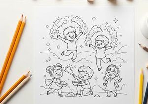 Children playing joyfully outdoor vector illustration