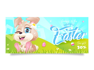 Happy Easter sales banner flat template preview picture