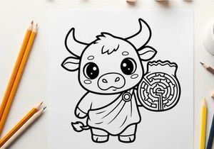 Cute cow with brain vector illustration flat design