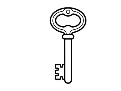 Ilustración clásica de llave de seguridad para diseño de acceso. Llave metálica vintage en vector para cerraduras, puertas y temas retro.