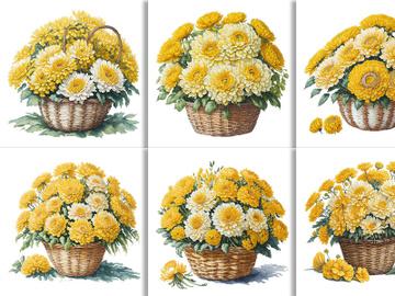 Watercolor Floral Flower Basket Design preview picture