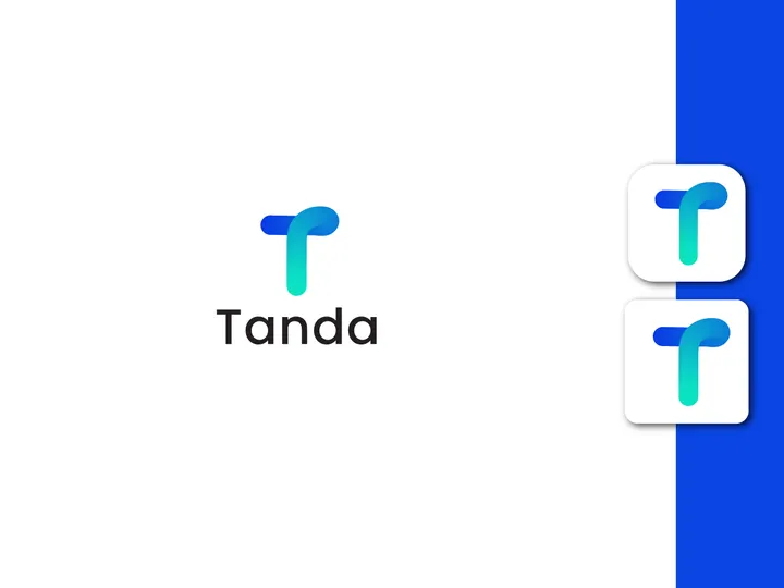 Blendy Glossy Letter T Logo Design With Mobile App Icon Design