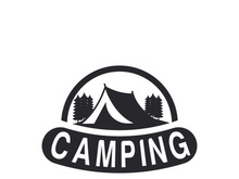 Pine trees and camping tent textured logo design vector illustration