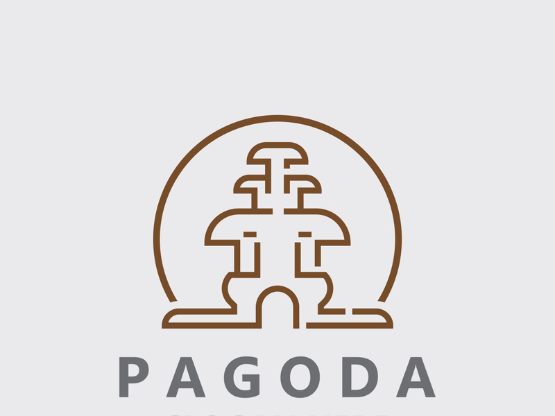 Pagoda culture logo vintage design illustration, temple heritage building vector