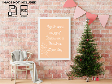 Interior Christmas concept in a frame mockup preview picture