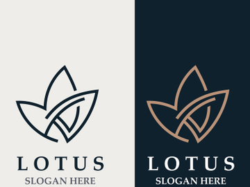 Floral Lotus line art beauty simple and modern logo template vector element preview picture