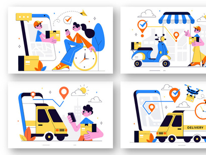 10 Courier or Delivery Service Illustration