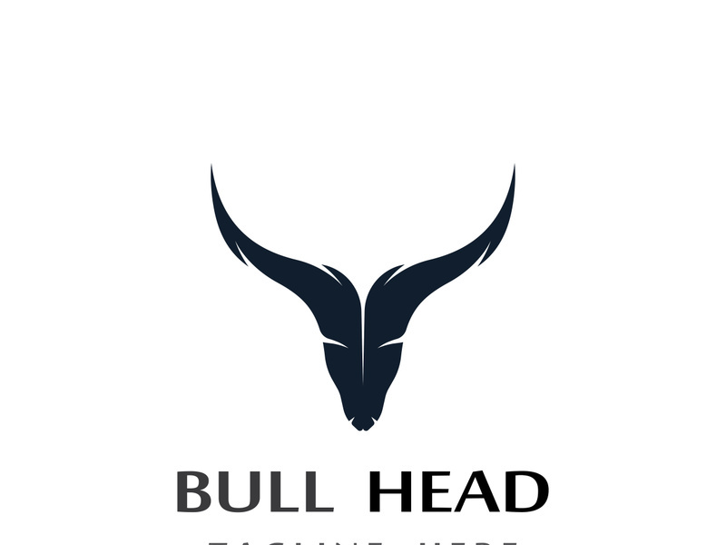 Retro vintage bull head horns logo.