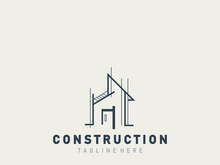 Construction structure line home building and repair logo Design illustration
