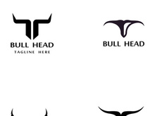 Retro vintage bull head horns logo design