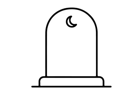 Minimalist crescent moon icon on arch frame. Simple night sky symbol isolated for branding and design.