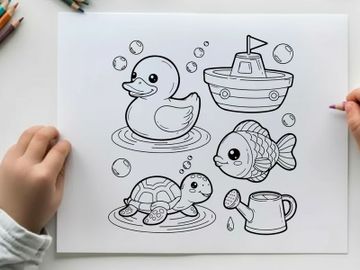 Cute sea animals set swimming vector illustration flat design preview picture