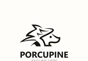 Porcupine logo design. animal vintage minimalist logo Hedgehog modern template icon