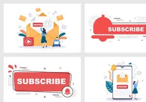 16 Subscribe Icon Button Vector Illustration