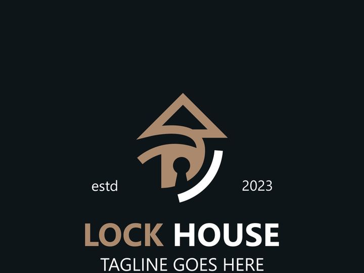 Lock House secure logo design, smart key home vector concept template