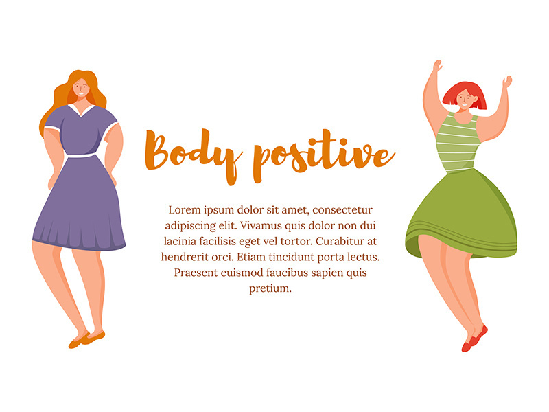 Body positive flat poster vector template