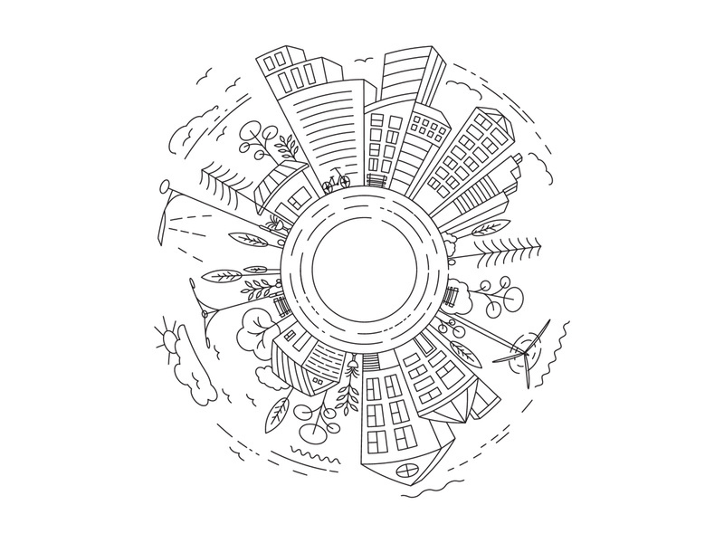 City Building Line art illustration