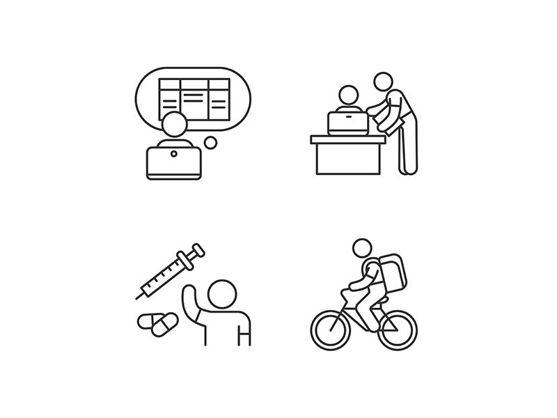 Part-time jobs linear icons set
