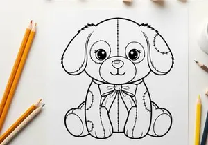 Cute puppy bow tie sitting vector illustration flat design