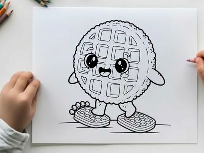 Cute waffle character walking vector illustration flat design