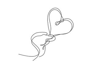 Heart Shaped Hands One Continuous Line Drawing