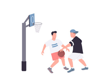 Street basketball players flat color vector faceless characters preview picture