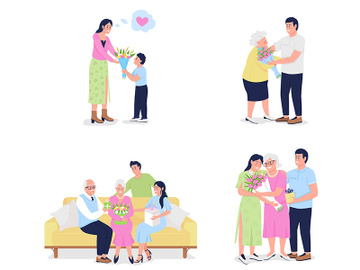 Mothers day flat color vector detailed character set preview picture