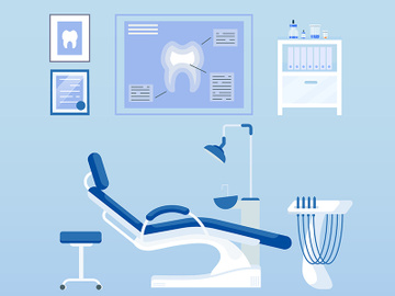 Dental room flat color vector objects set preview picture