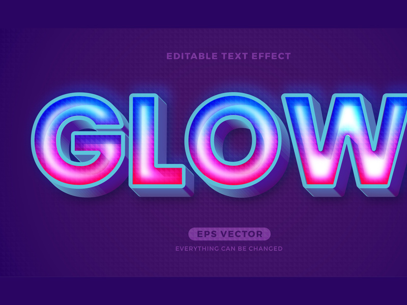 Glow editable text effect style vector