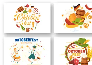 17 Happy Oktoberfest Beer Festival Illustration