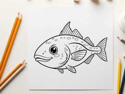 Cute cartoon fish swimming vector illustration flat design
