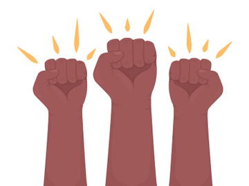 Raised fist semi flat color vector hand gesture preview picture