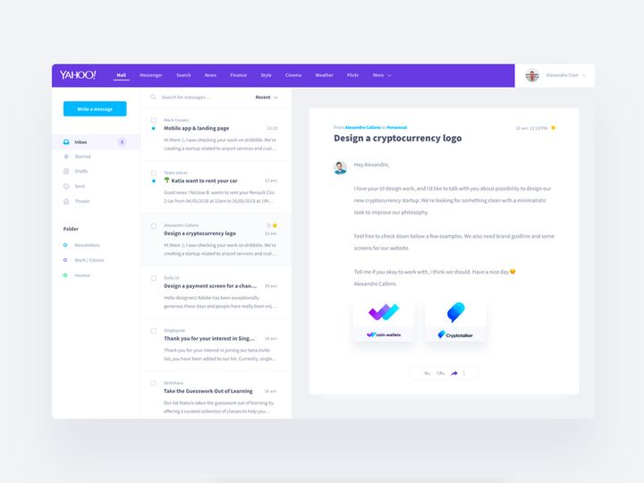 Yahoo Mail Redesign - UI Kit