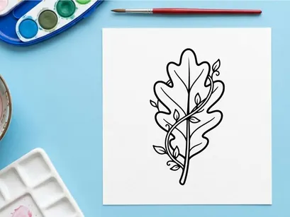 Ilustração estilizada de folha para branding ecológico. Design botânico artístico para projetos temáticos de natureza.