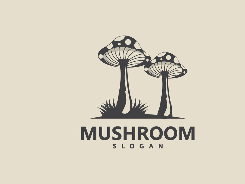 Mushroom Logo, Retro Minimalist Design