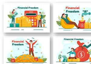 12 Financial Freedom Vector Illustration