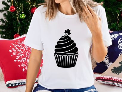 St Patrick's Day cupcake with shamrock