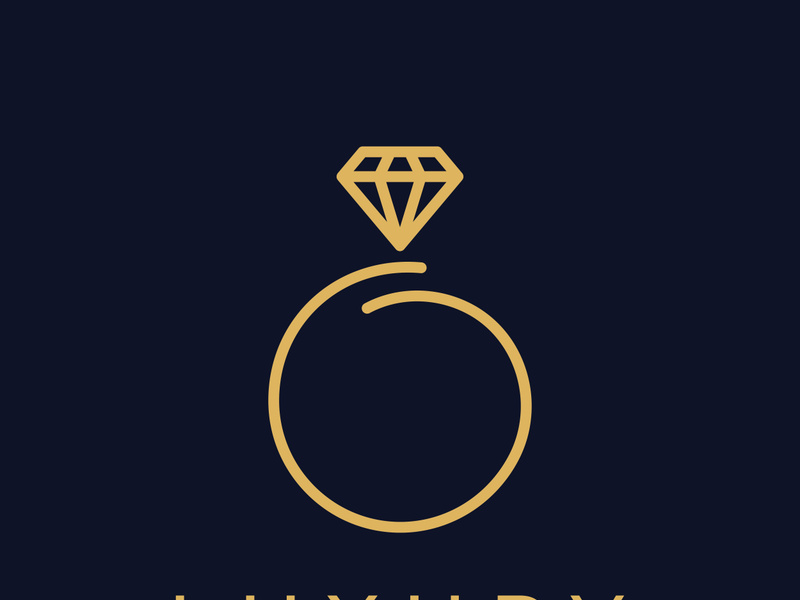Abstract logo of jewelry ring with luxury diamond or gems.Isolated black and white background.Logo can be for jewelry brand and sign.
