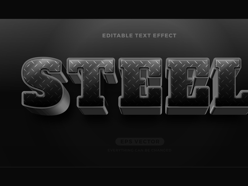 Steel editable text effect style vector
