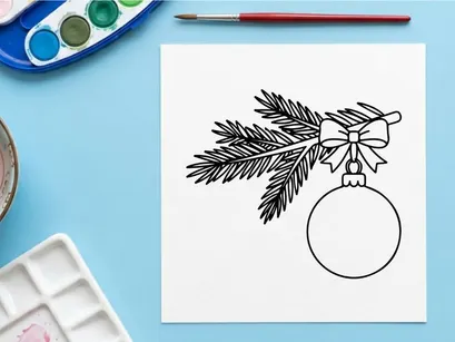 Elegant Christmas wreath ornament with pine branches and decorative bow for festive holiday decor
