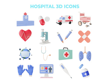 Hospital 3D Icons preview picture