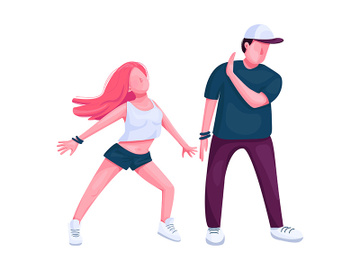 Contemporary dancers couple together flat color vector faceless character preview picture