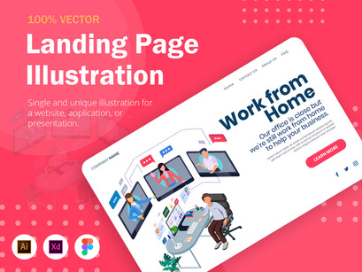 Work From Home - Landing Page Illustration