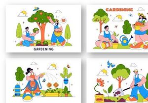 10 Gardening Vector Illustration