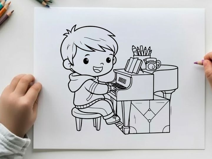 Boy reading book at desk vector illustration flat design