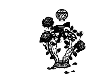 Silhouette of perfume bottle with roses and floral design preview picture