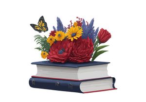 Vector Illustration Books decorated by flowers