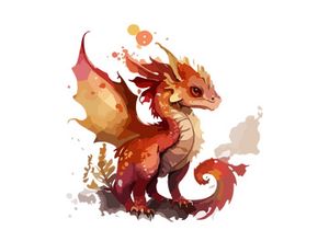 Cute Baby Dragon Watercolor SVG Clipart