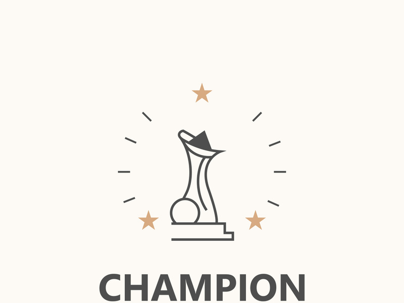 Modern trophy line art logo winner and championship cup design, minimalist simple element